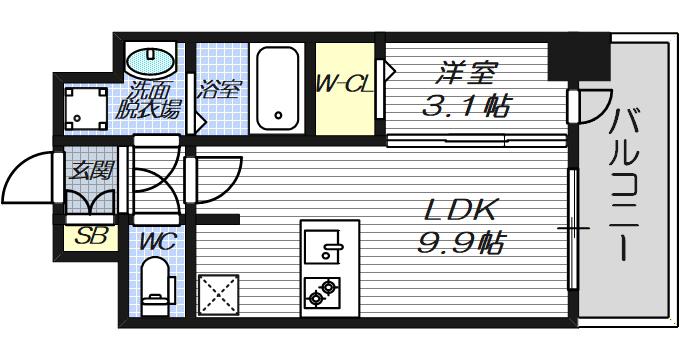 ミラージュパレス大阪ドームPROSPER(1LDK/11階)の間取り写真