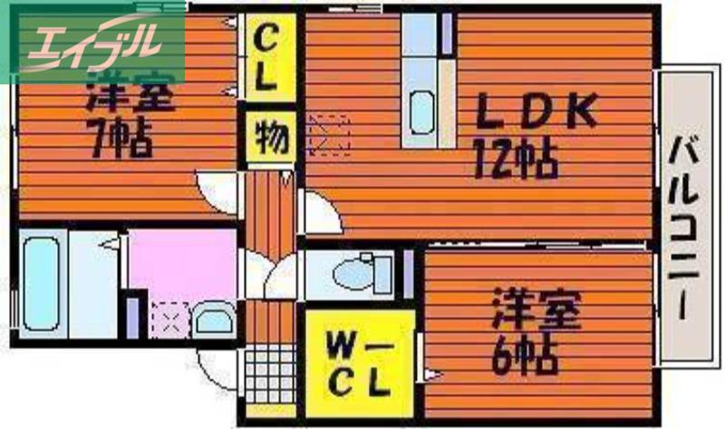 セジュール アサヒガワ(2LDK/2階)の間取り写真