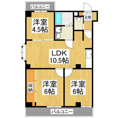 マイネハイマート深井(3LDK/4階)の間取り写真