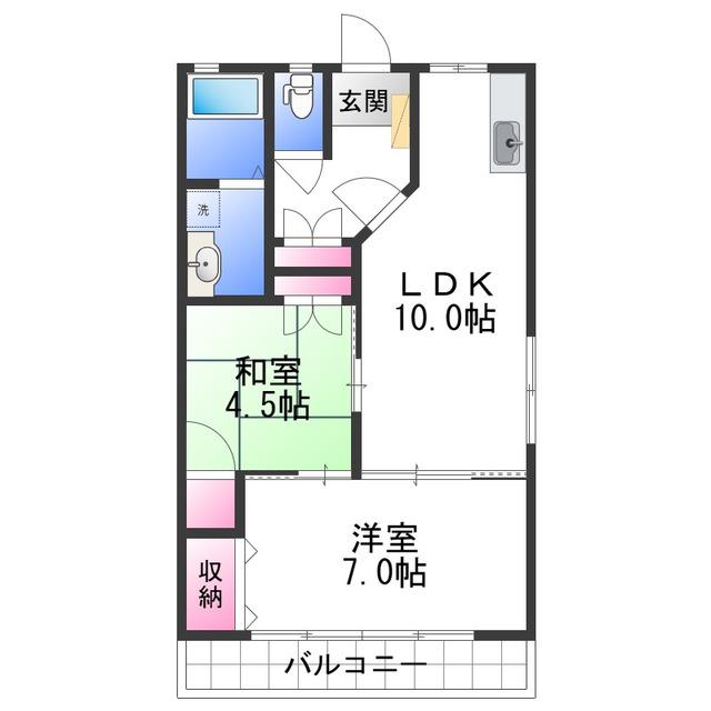 小畑マンション(2LDK/2階)の間取り写真