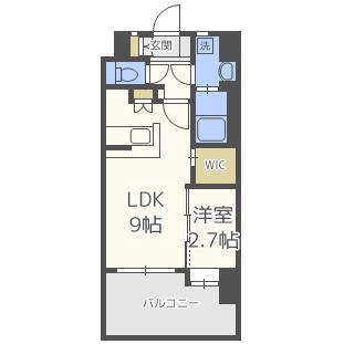 エンクレスト空港通(1LDK/11階)の間取り写真