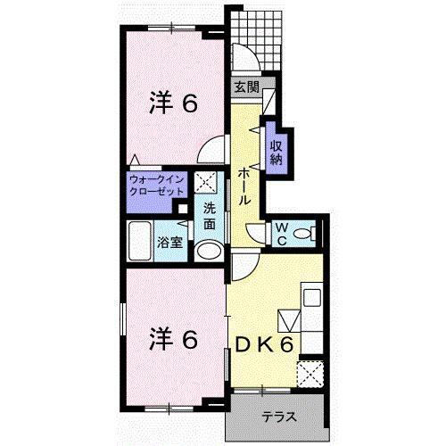 アヴァンツァート(2DK/1階)の間取り写真