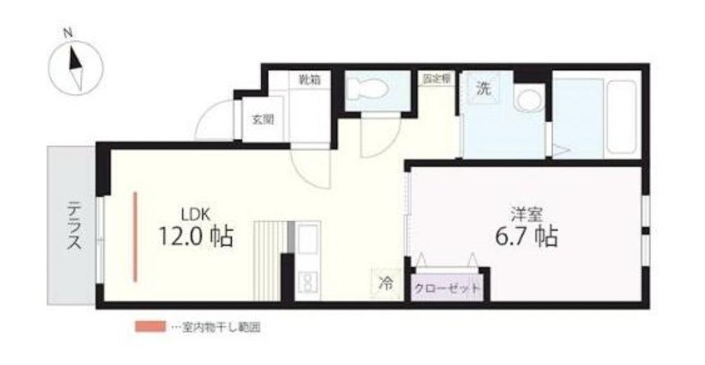 QUIET CRAB HOUSE MIX弘明寺II(1LDK/1階)の間取り写真