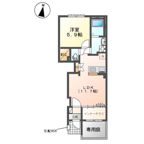 ORIENTAL COURT(1LDK/1階)の間取り写真