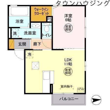 セレッソ(1LDK/2階)の間取り写真