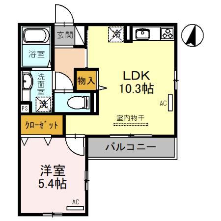 GLANSPICA(1LDK/2階)の間取り写真