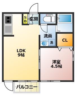 宮前ハウス(1LDK/1階)の間取り写真
