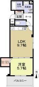 ベルフルール(1LDK/1階)の間取り写真
