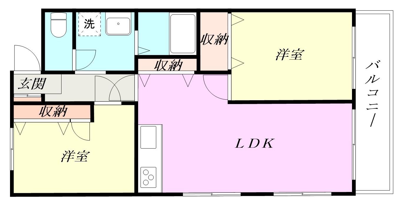 ポプラハウス(2LDK/2階)の間取り写真
