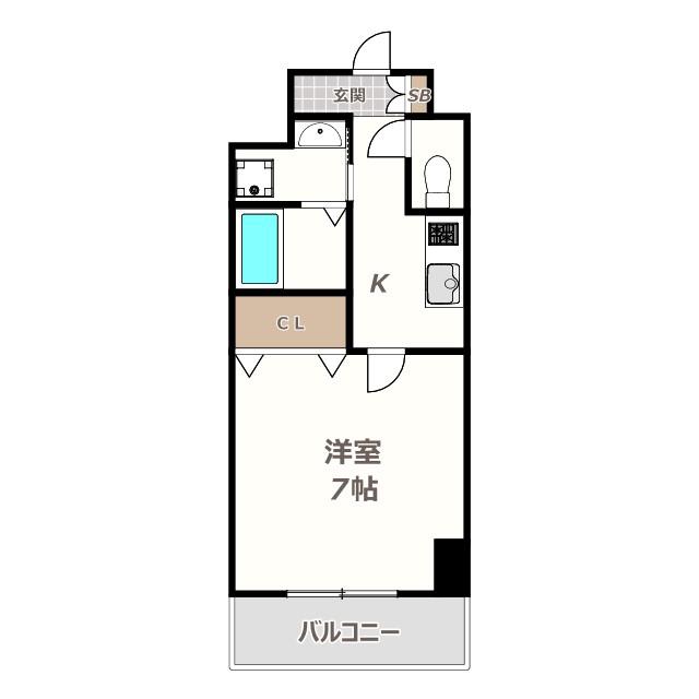 プラスヴァンドームサウス(1K/4階)の間取り写真