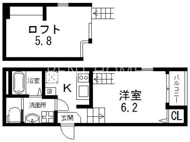 エトワール今里(1K/2階)の間取り写真