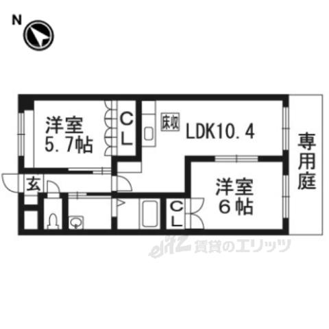 メゾン水無月(2LDK/1階)の間取り写真