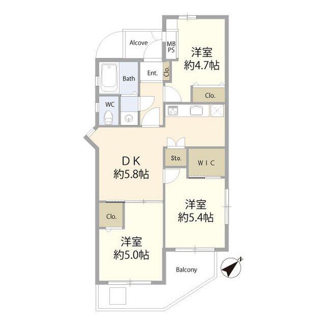 マック西が丘ホームズ(3DK/2階)の間取り写真