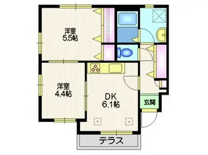 POLARIS(2DK/1階)の間取り写真