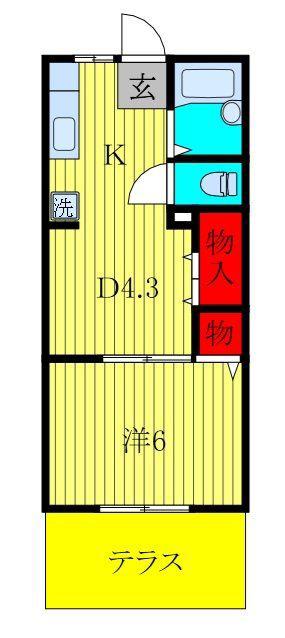 パークサイドヴィレッジ(1DK/1階)の間取り写真