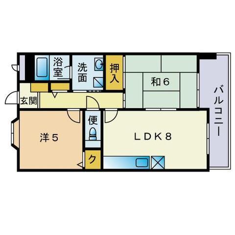 アミューゼ南高宮(2LDK/9階)の間取り写真