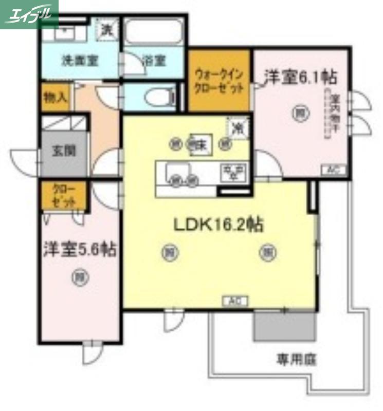 LUVERIA(2LDK/1階)の間取り写真