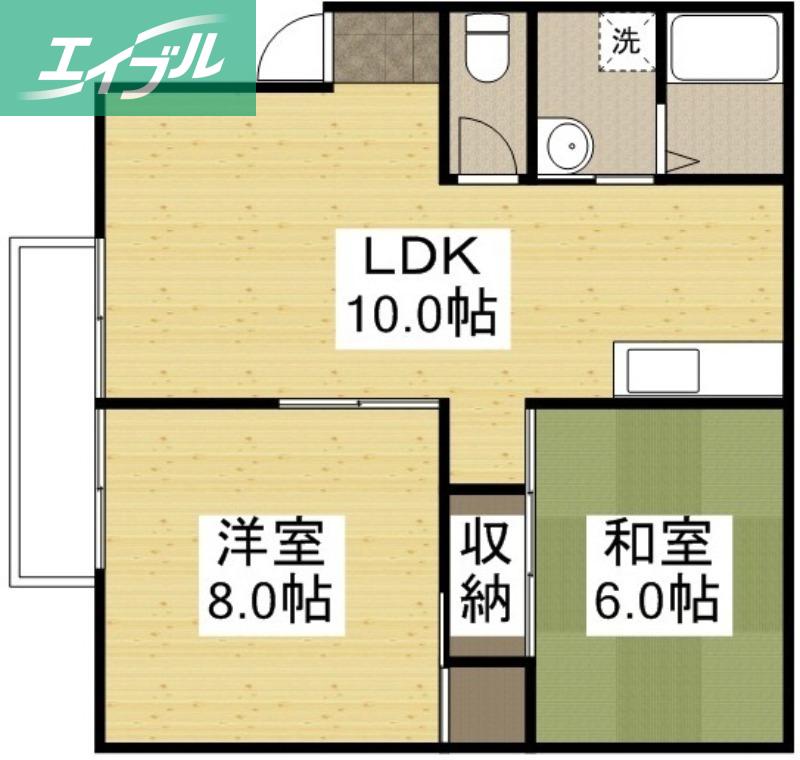 グランドゥールクロズミB(2LDK/2階)の間取り写真