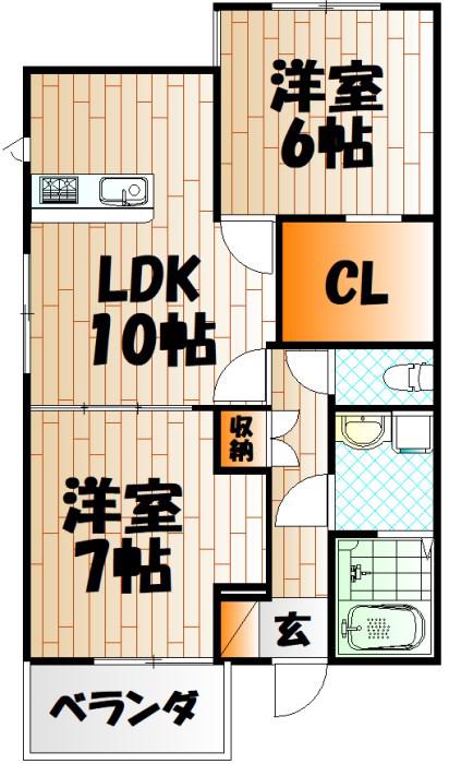 プレミアージュ緑ヶ丘II(2LDK/2階)の間取り写真