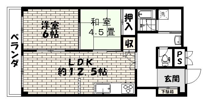チサンマンション(2LDK/4階)の間取り写真