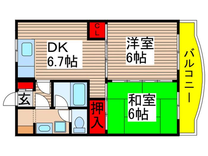 LAZFITHユーカリが丘(2DK/1階)の間取り写真