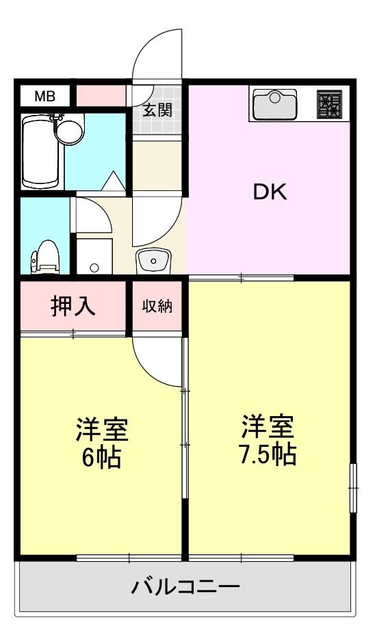 昭和コーポ前橋(2DK/3階)の間取り写真