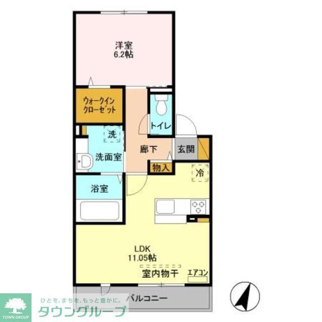 WARABI(1LDK/2階)の間取り写真