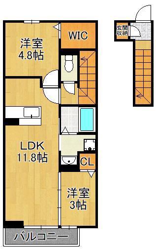 トレス古前(2LDK/2階)の間取り写真