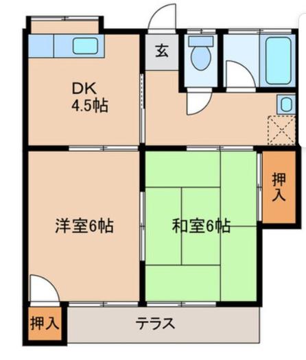 裕和アパート(2DK/1階)の間取り写真