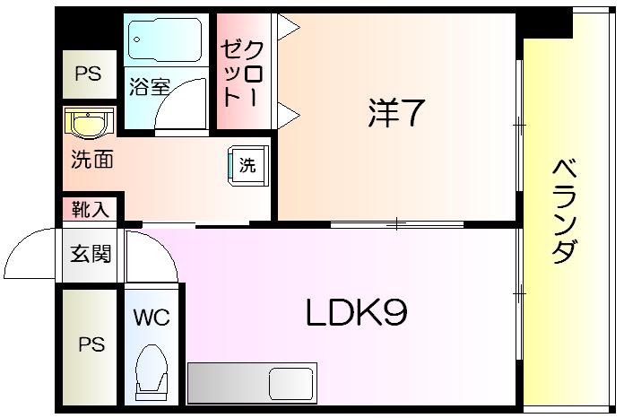 シティーコート南瓦町(1LDK/6階)の間取り写真