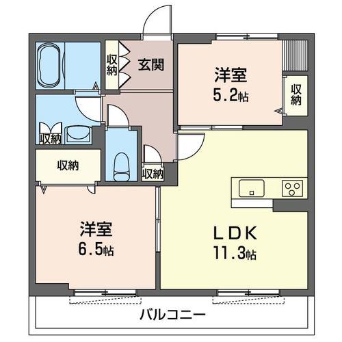 ノートル・メゾン(2LDK/2階)の間取り写真
