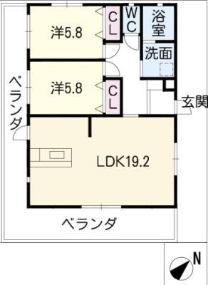 メゾン ド ソレイユ(2LDK/3階)の間取り写真