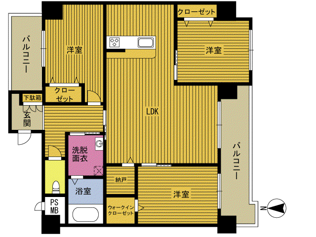 REGULUSII(3LDK/4階)の間取り写真