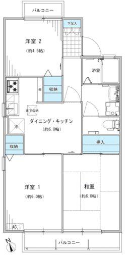 アスタルテ調布(3DK/2階)の間取り写真