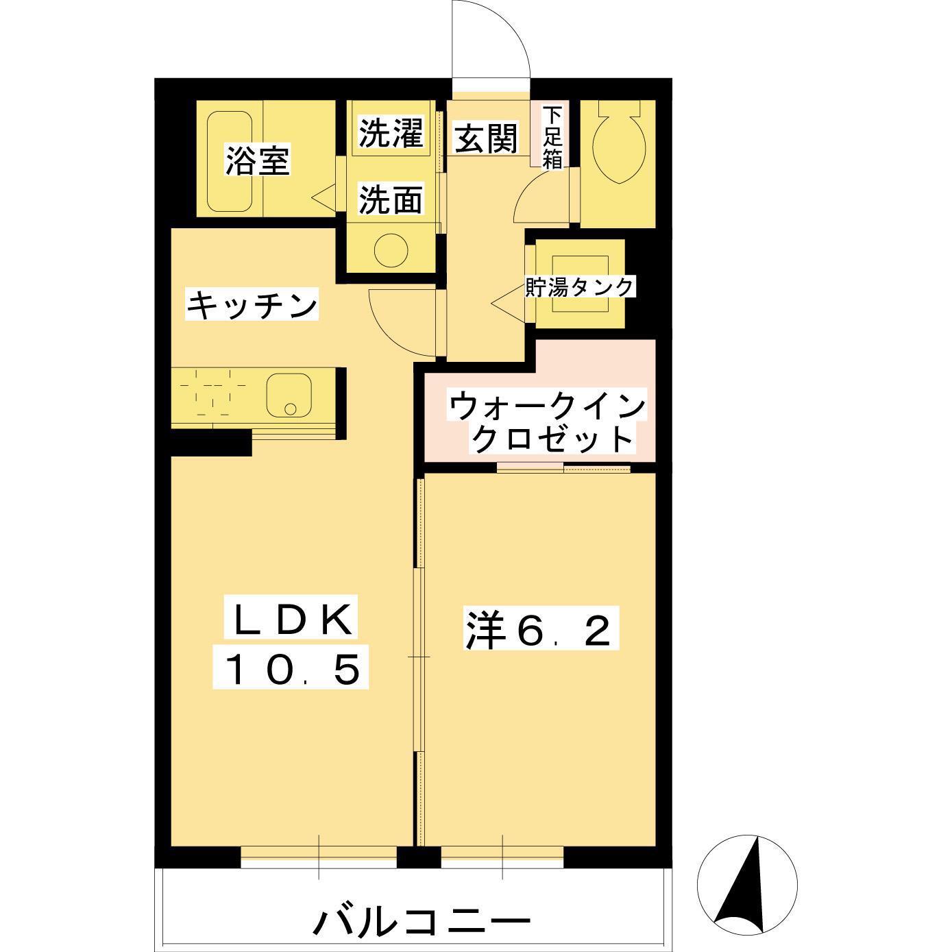 サンリバーテ国領I(1LDK/2階)の間取り写真