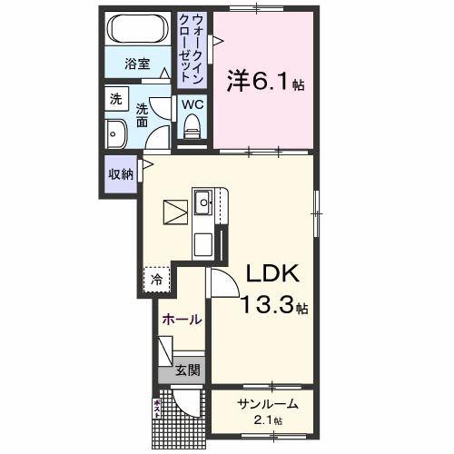 カウンシルヴェールIII(1LDK/1階)の間取り写真