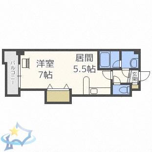 コンパス琴似(1DK/4階)の間取り写真