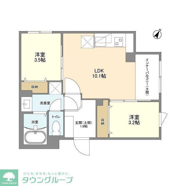 ウェルスクエア目黒(2LDK/2階)の間取り写真