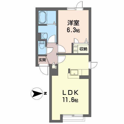 シャーメゾン ハーバーシティ(1LDK/1階)の間取り写真