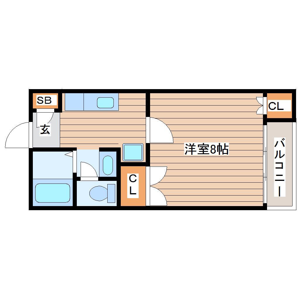 向山グリーンハウス(1K/1階)の間取り写真
