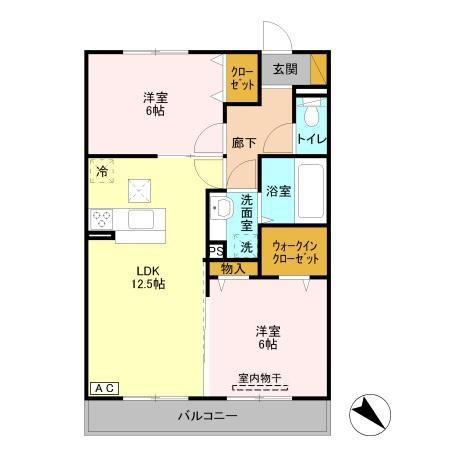 クラウン妙典(2LDK/1階)の間取り写真