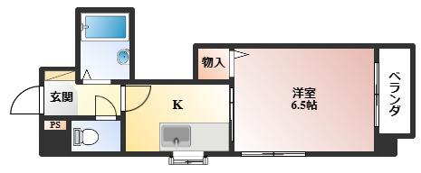 ベルトピア岡町ガーデンハイツ(1K/2階)の間取り写真