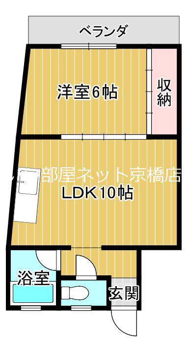 ウスヰマンション(1LDK/2階)の間取り写真