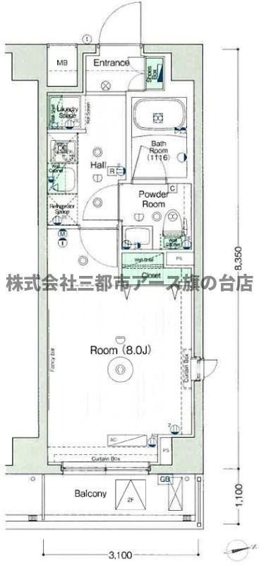 ベルグレードOZ(1K/1階)の間取り写真