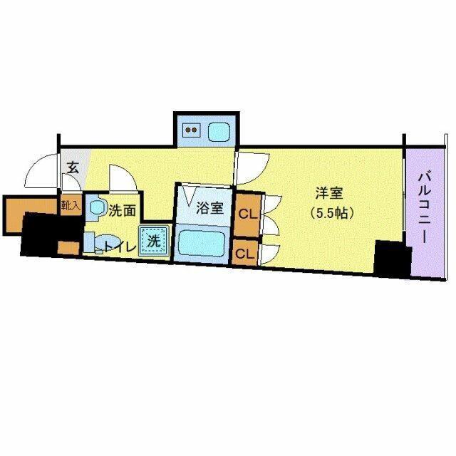 スカイコート三田慶大前壱番館(1K/3階)の間取り写真