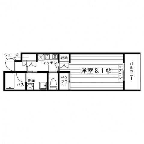 ガーデン東新宿(1K/3階)の間取り写真