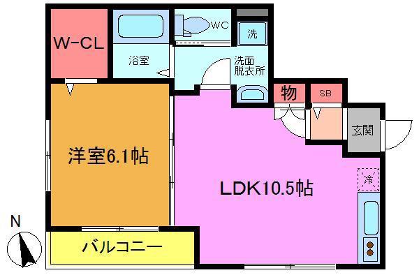 クレイドル(1LDK/1階)の間取り写真
