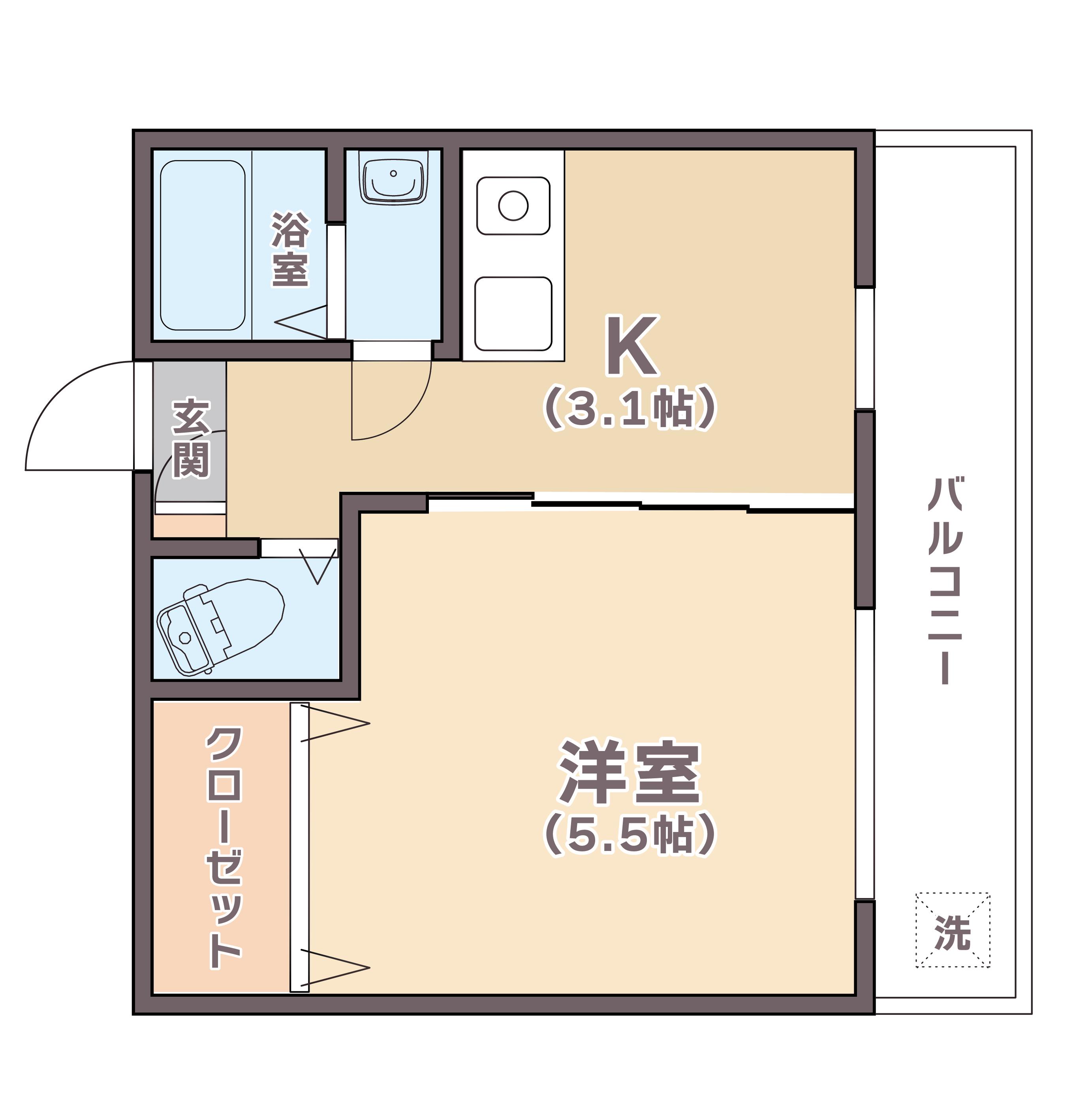 サンハイツ21(1K/2階)の間取り写真