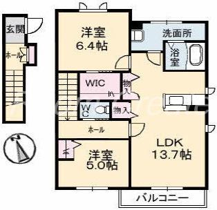 シャーメゾンレフレールI(2LDK/2階)の間取り写真