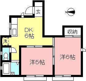 ミドルハイム(2DK/2階)の間取り写真
